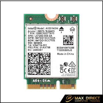 Intel AX201NGW Wi-Fi 6 Wireless Card Bluetooth 5.1 Dual Band 2.4/5GHz M.2 2230 Up to 2.4Gbps
