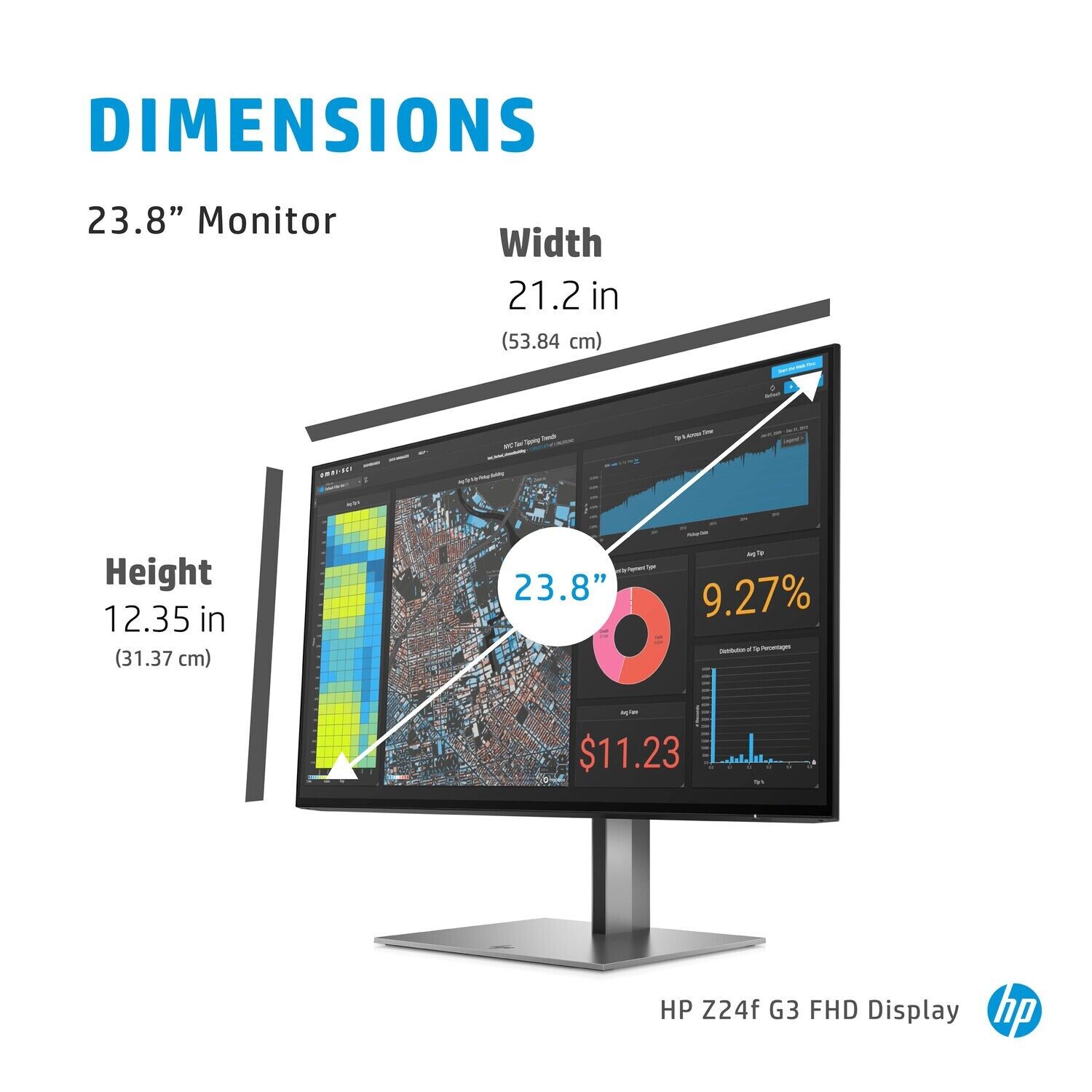 HP Z24f G3 23.8" IPS Display 1080p Aluminum DisplayPort HDMI USB Port Free Post