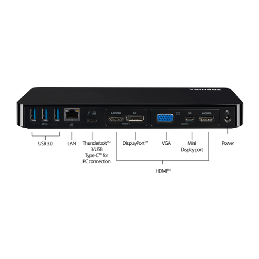 Toshiba Thunderbolt 3 Dock – Universal Docking Station with HDMI, DisplayPort, USB 3.0, VGA