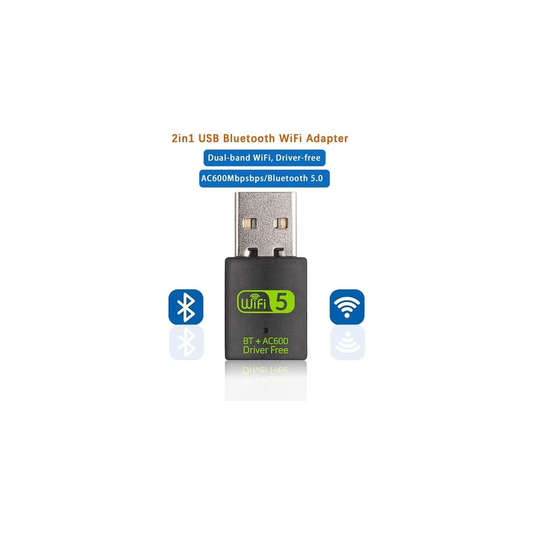 Dual Band AC600 USB WiFi Adapter with Bluetooth 5.0 600Mbps Wireless Dongle 2.4/5GHz